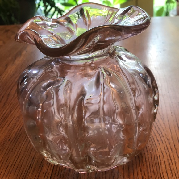 Twos Company Hand Blown Pink Pumpkin Shaped Vases - Picture 5 of 8